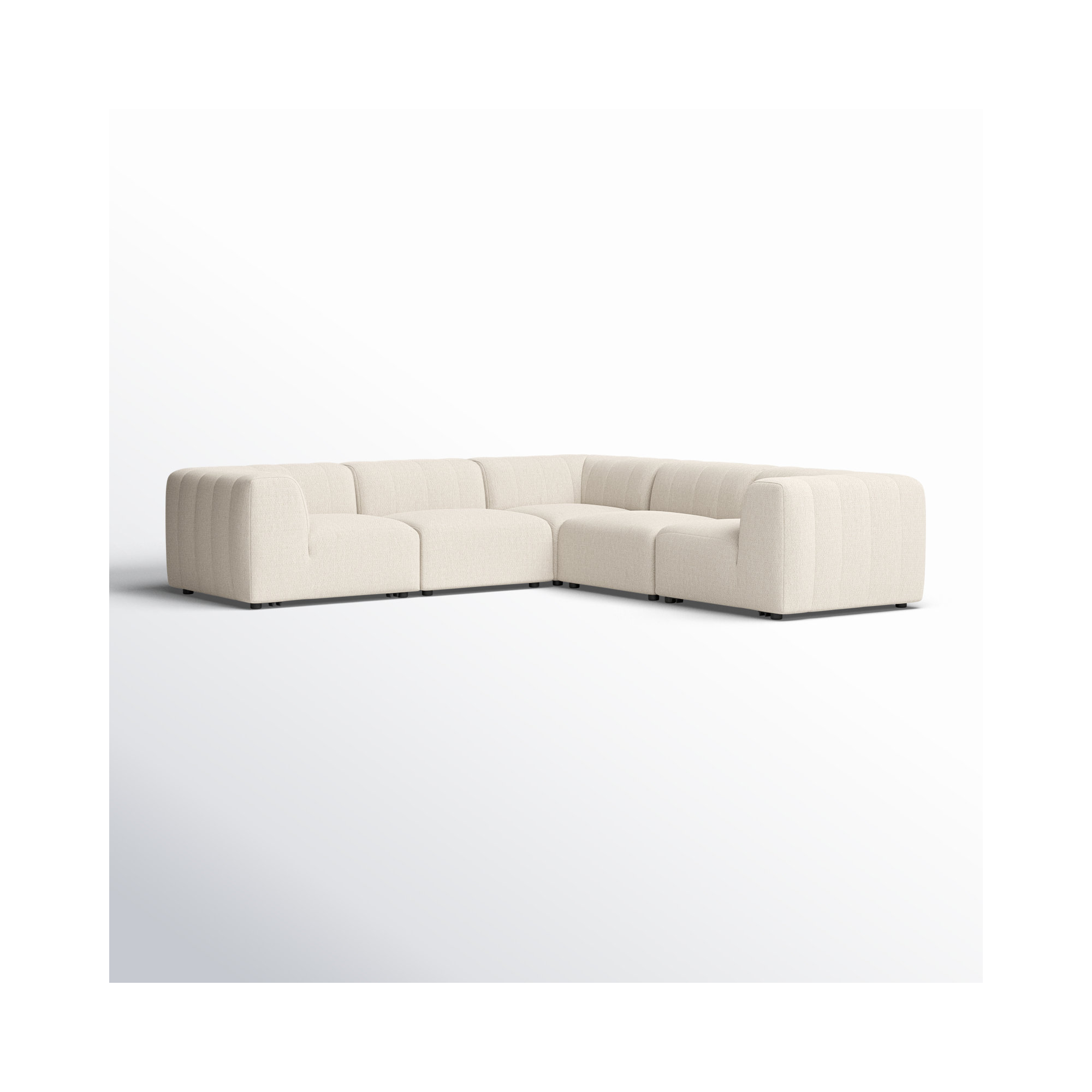 Neddie 121'' Wide Wood Patio Sectional with Cushions