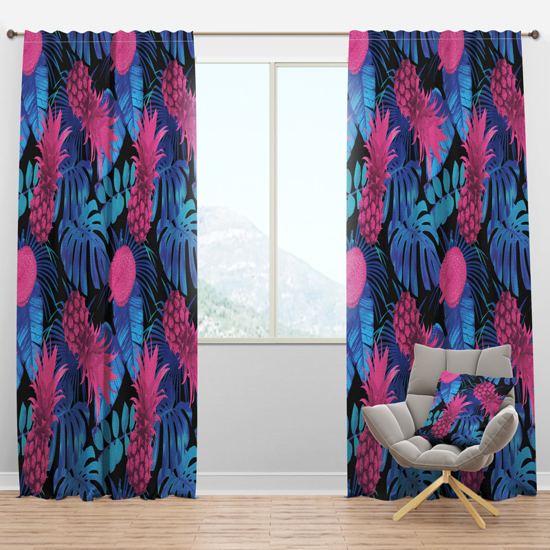 Panneau de rideau simple semi-diaphane avec passe-tringle Tropical Fruits & Palm, l 52 po x L 84 po