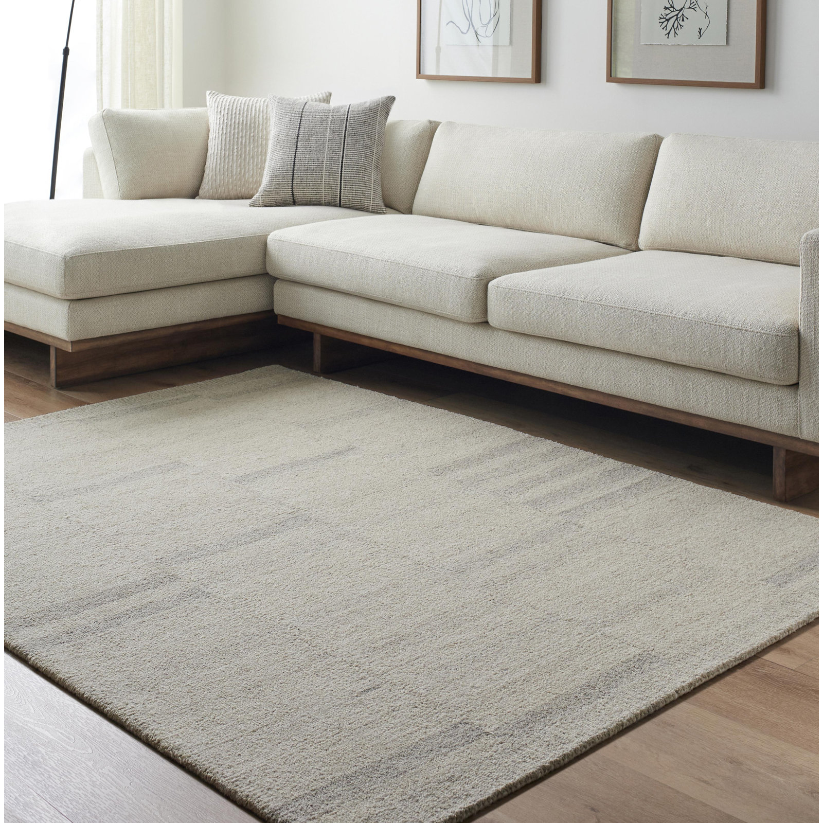 Adarian Handmade Wool Taupe Rug, Rectangle 8'10" x 12'