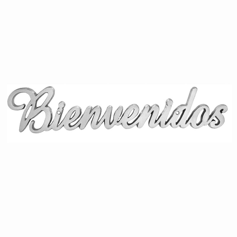 Bienvenidos Door Greeting, Satin Nickel