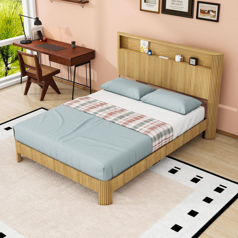 Base de lit avec station de charge, Naturel, Grand