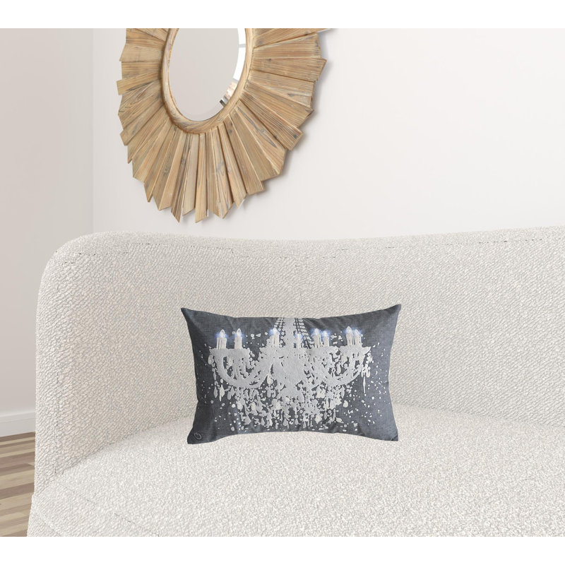 Housse de coussin rectangulaire en polyester , Gris / blanc