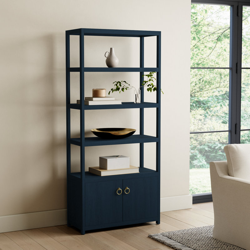 Elin Etagere Bookcase, Navy Blue