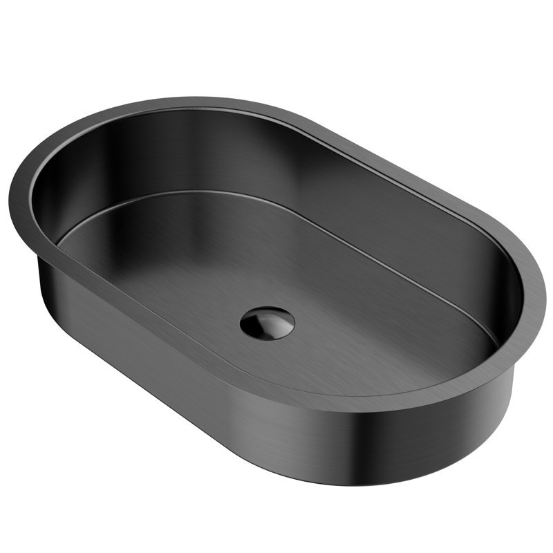 Karran Cinox 17'' Stainless Steel Oval Bathroom Sink, Gray