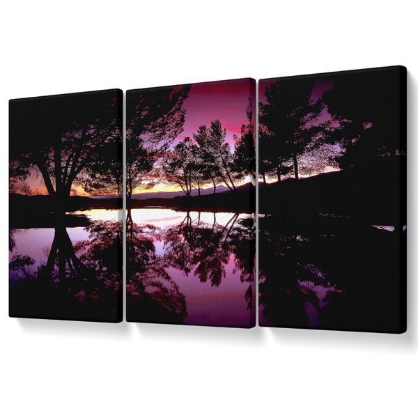 Ebern Designs Purple Lake Calm - 3 Piece Wrapped Canvas Print | Wayfair ...