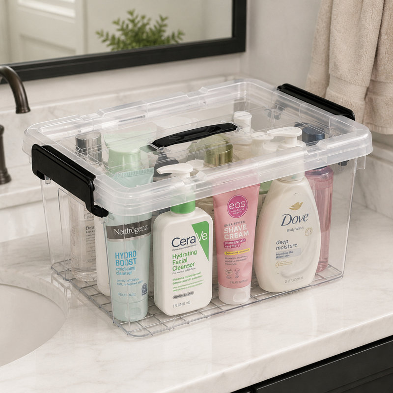 Boîte de rangement empilable en plastique de 26 pintes pour l'organisation de la maison, 26 pintes simple