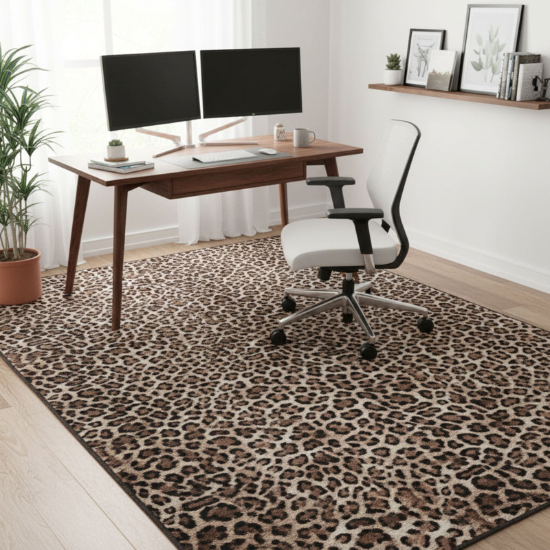 Kaira Soft Non-Slip Indoor Leopard Rug, Runner 7'10" x 21', Leopard