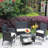 4 PC Rattan Patio Furniture Set Outdoor Patio Cushioned Seat Wicker Sofa (Beige Cushion)-1961123063