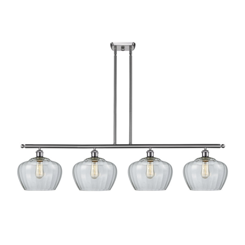 Luminaire suspendu linéaire pour îlot de cuisine 4 lumières Monténégro, Plaqué couleur fumée, Ampoule DEL 6 watts Vinage