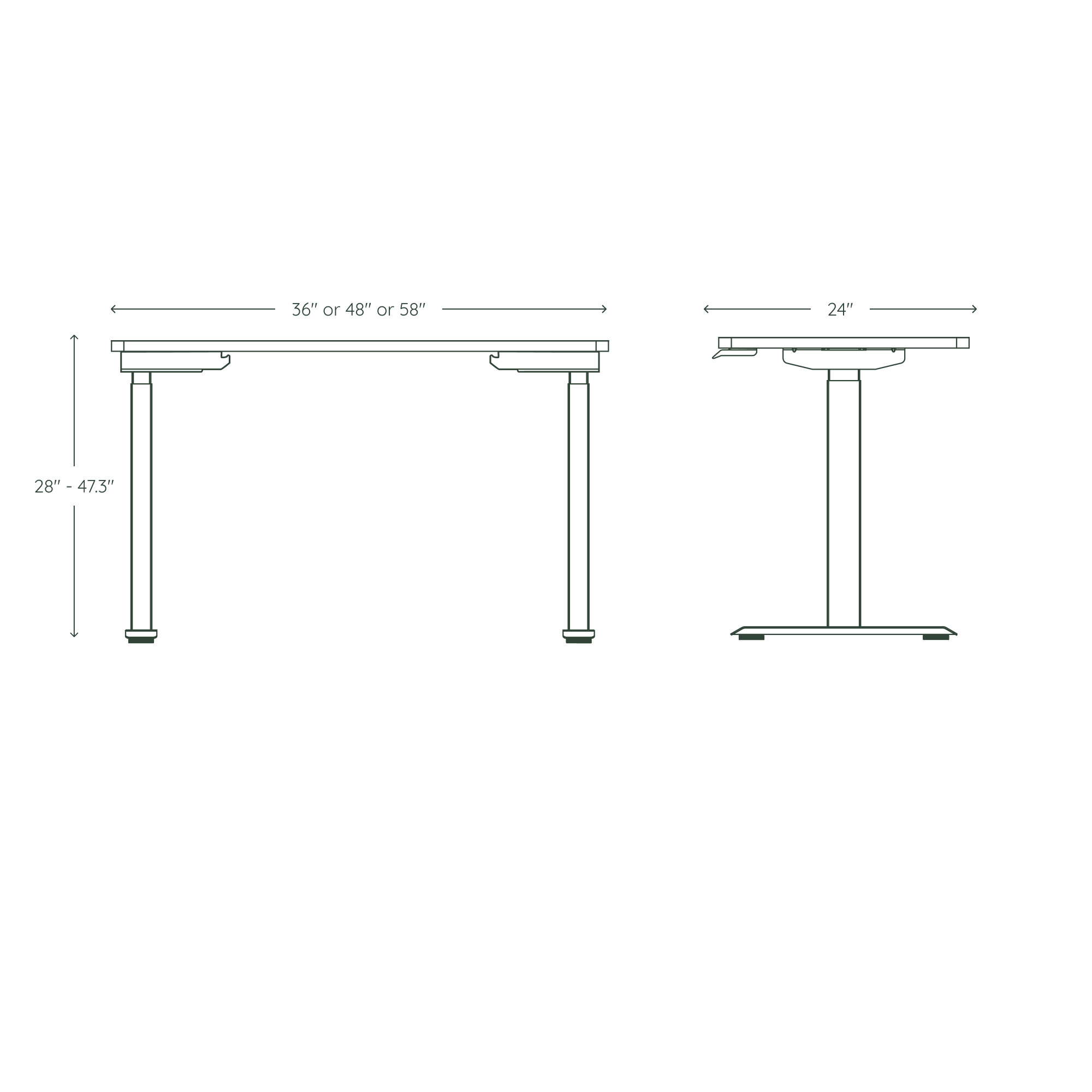 Duo Standing Desk, Sage, 47.3" H x 48" W x 24" D, White