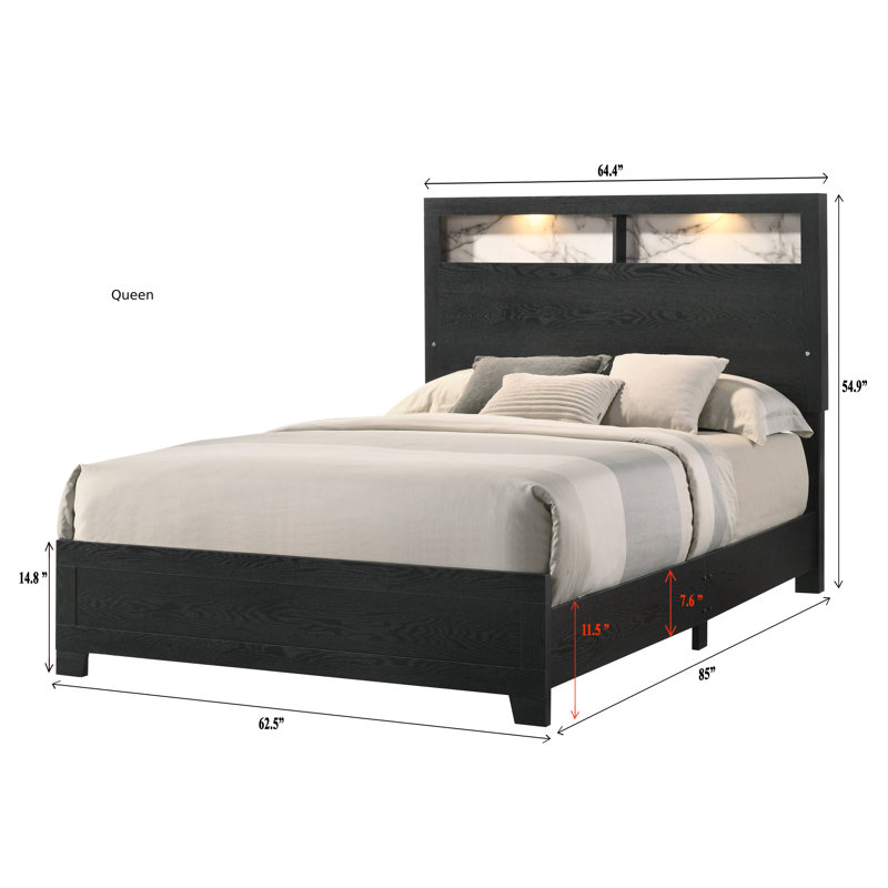 Ensemble de chambre à coucher à panneau 5-2 DEL Kaetlyn, Grand