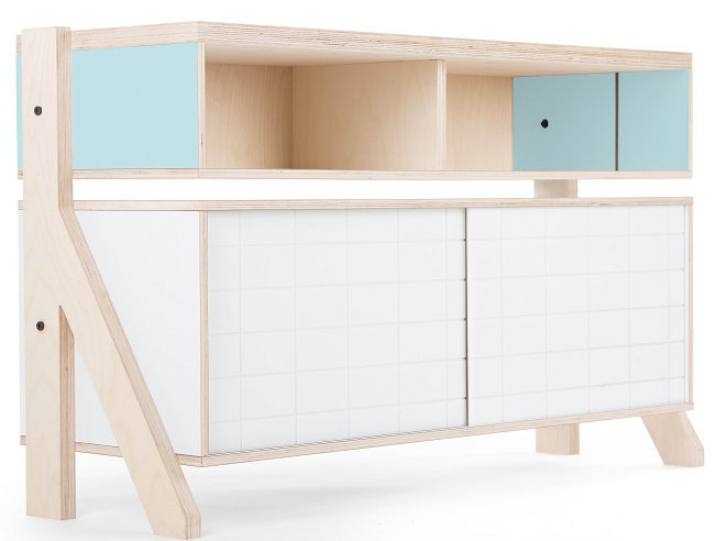 Derrall 115cm Sideboard, White/Butterfly Blue and Orange