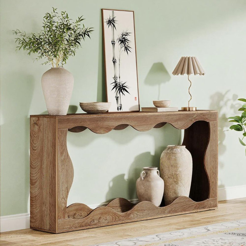 Console en bois naturel - Lignes fluides pour un décor de maison de campagne intemporel, Light Brown