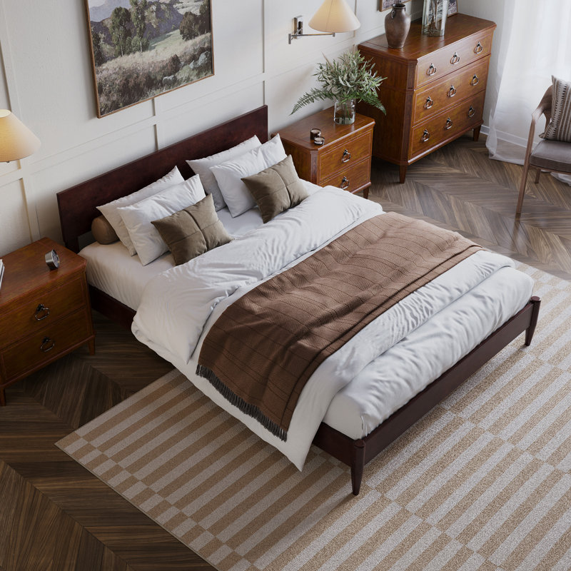 Amandaleigh Solid Wood Panel Bed, Espresso, Queen