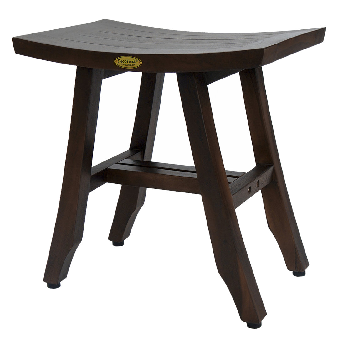 DecoTeak Satori, Teak Shower Stool, Teak Shower Shaving Foot Rest, Teak Shower Shaving Stool, in Woodland Brown Decoteak Size: 18" H x 18" W x 12" D