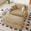 Chaise d'appoint moderne 43,9 po, canapé simple rembourré avec coussins et banc repose-pieds-1033536396