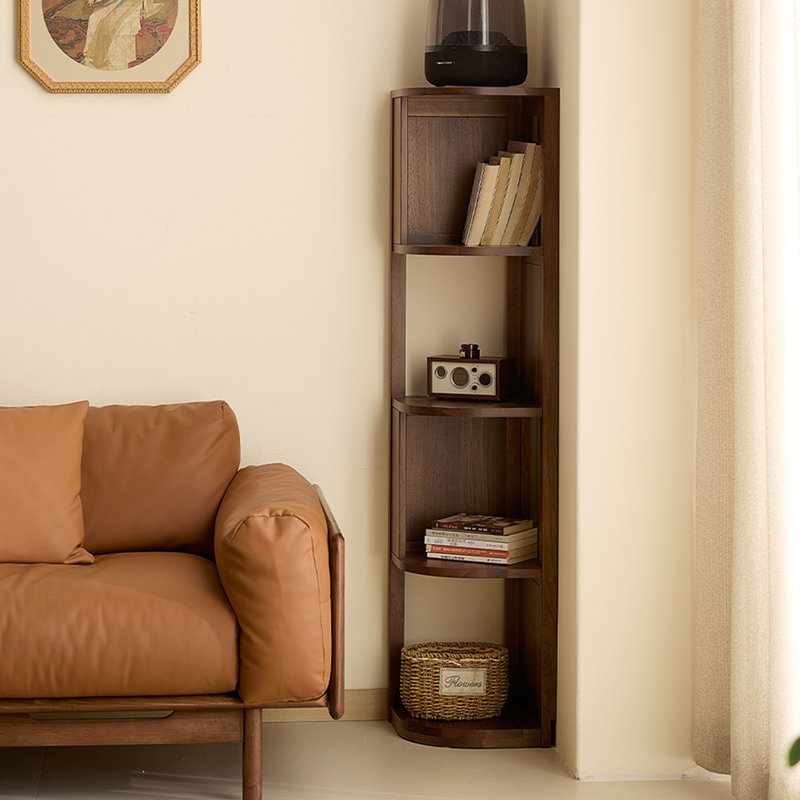 Armoire de coin en bois massif brun noisette