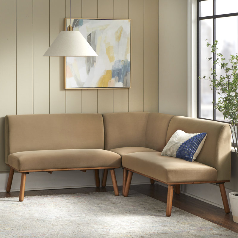Briette 3 Piece Nook Banquette Set, Tan