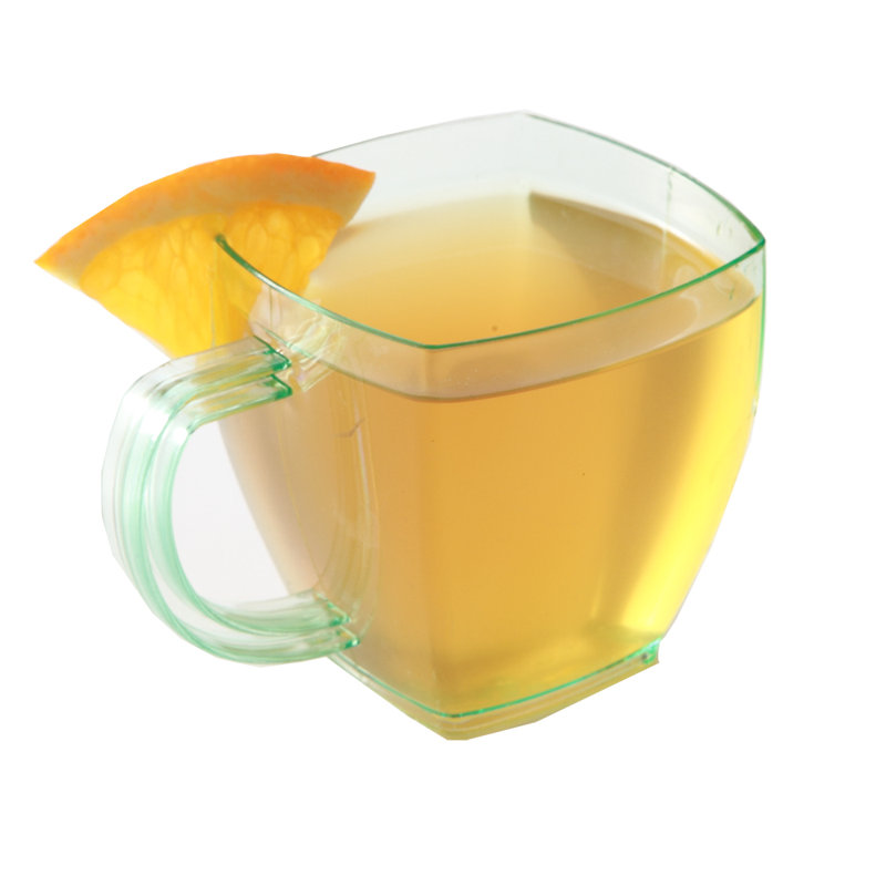 Articles de restaurant - 5 tasses à espresso carrées, 100 tasses à café en plastique jetables - plastique PS, avec poignées, tasse à dessert Seagreen, pour les événements de restauration, les fêtes, les mariages et les cafés