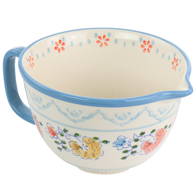 Bol en grès floral peint à la main 2 pintes avec garniture bleue Gibson Elite Anaya