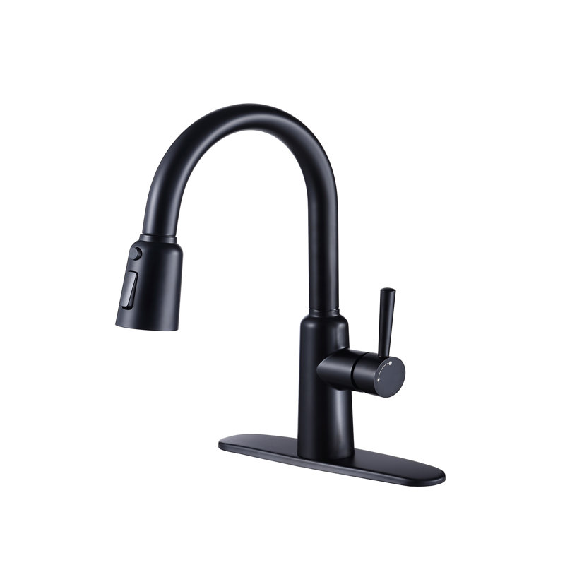 Robinet de cuisine à poignée simple avec accessoires Gusteau, Noir