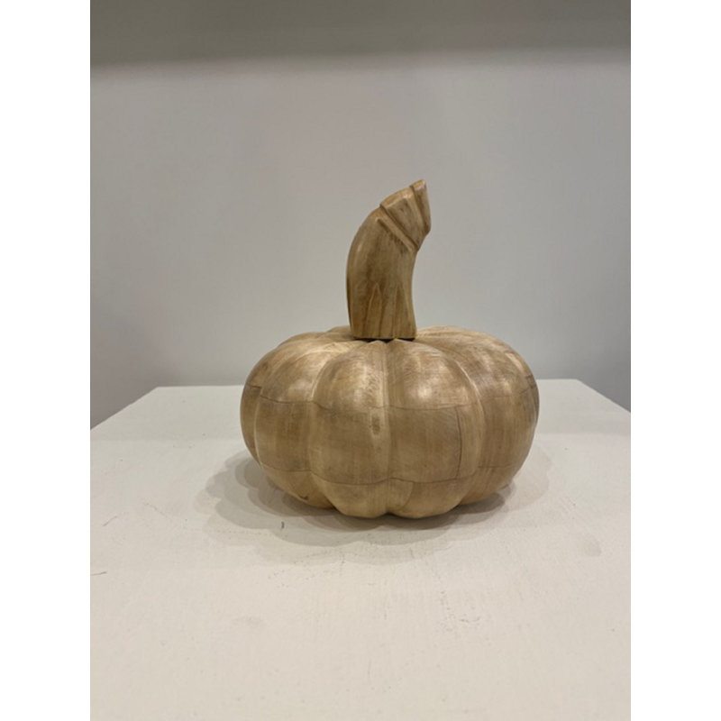 Décoration citrouille XL en bois de manguier blanchi au soleil, L 7,5 po