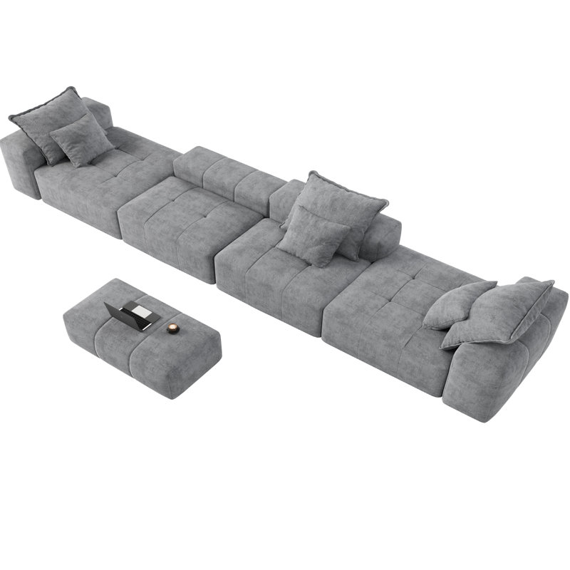 Canapé modulaire surdimensionné moderne avec coussins moelleux et combinaison de bricolage, aucun assemblage requis, Gray