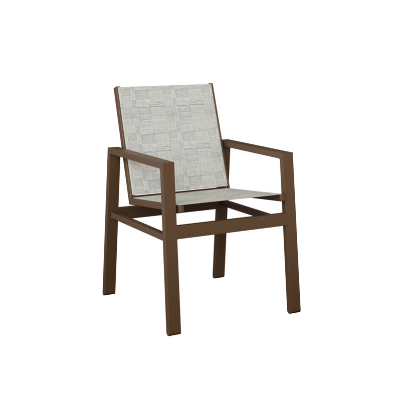 Chaise d'extérieur en aluminium avec tissu Sling Vida, Filon de bois mesquite, Solido Luxe
