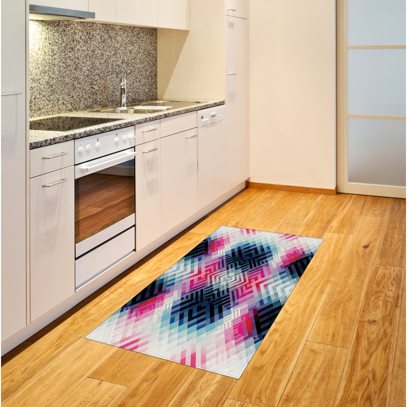 Tapis décoratif abstrait à haute densité en fibres longues, Rectangle 2 pi 7 po x 5 pi