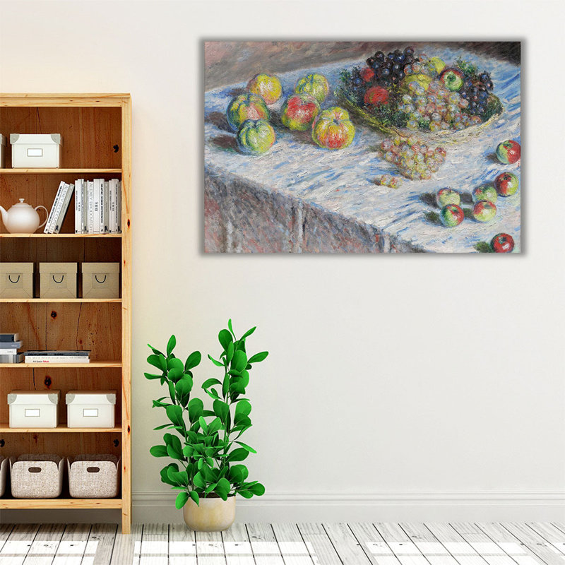 Pommes et raisins, 1880 - reproduction d'art sur toile, H 20 po x l 30 po
