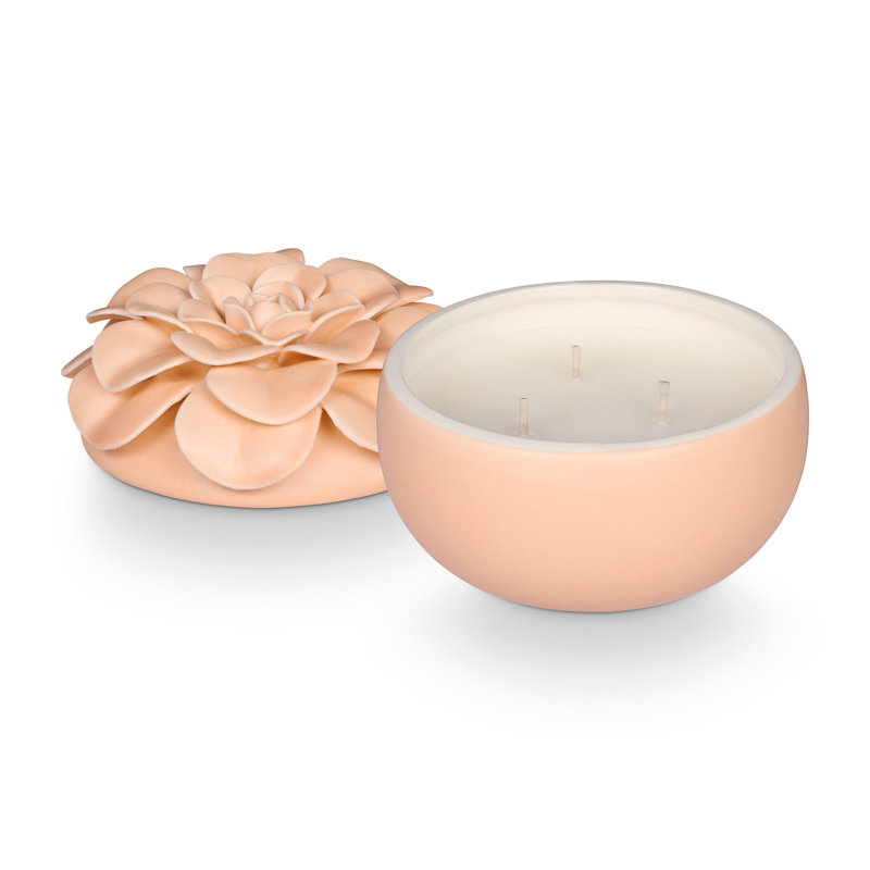 Go Be Lovely Ceramic Flower Candle, Blood Orange Dahlia, Ceramic Flower