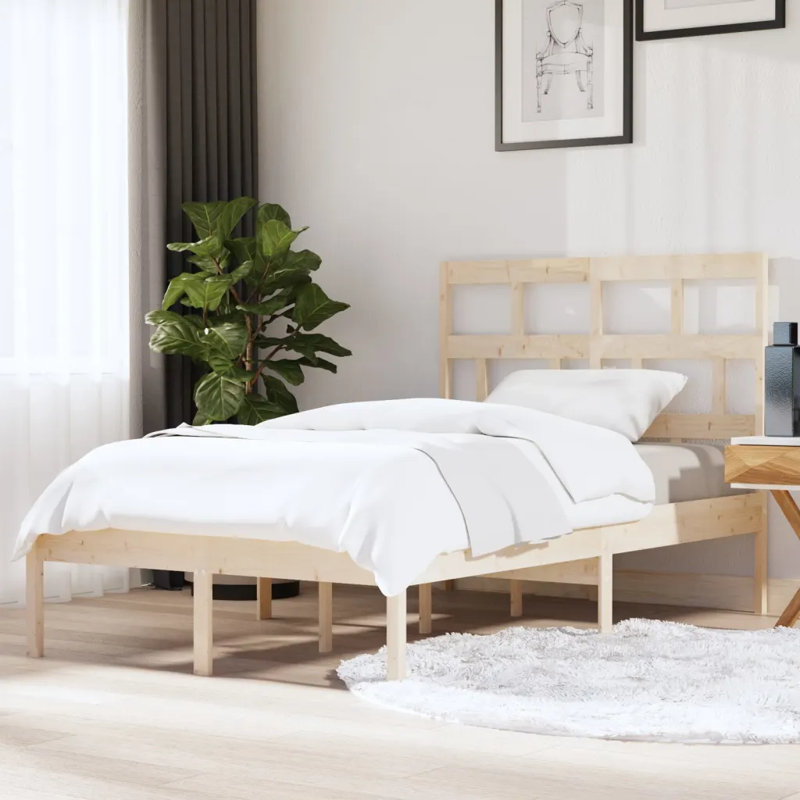Bed Frame Solid Wood, Small Double (4'), natural