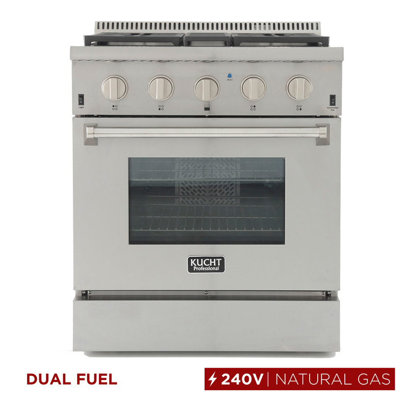 Kucht 30'' W Dual Fuel Free Standing Range, Stainless Steel, Natural Gas