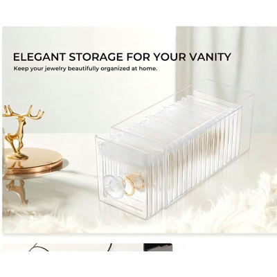 Clear Acrylic Jewelry Organizer Box with 20 Portable Pouches, Jewelry Storage Case for Women Girls, Tangle-Free, Anti-Tarnish, Compact Storage for Necklaces,Earrings,Rings