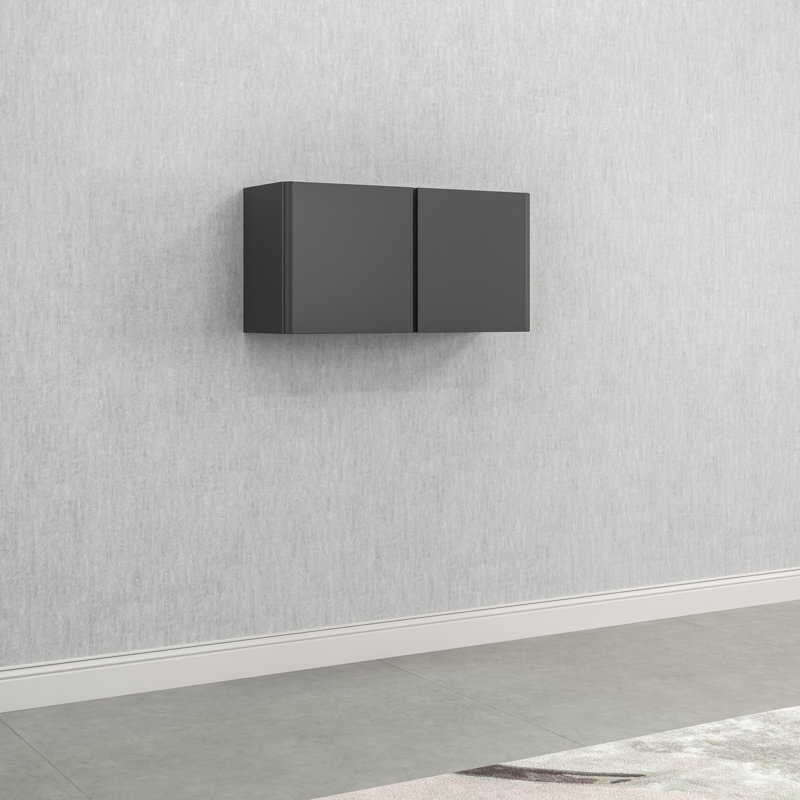 Graphite Gray 36-Inch Steel Wall-Mount Storage Cabinet with Adjustable Shelf