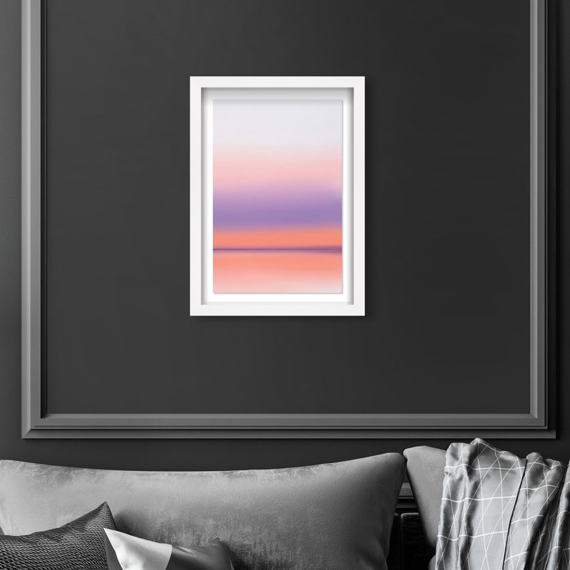 Peach Coastline Print by Oliver Gal, 16.5"H x 11.5"W, White Shadowbox