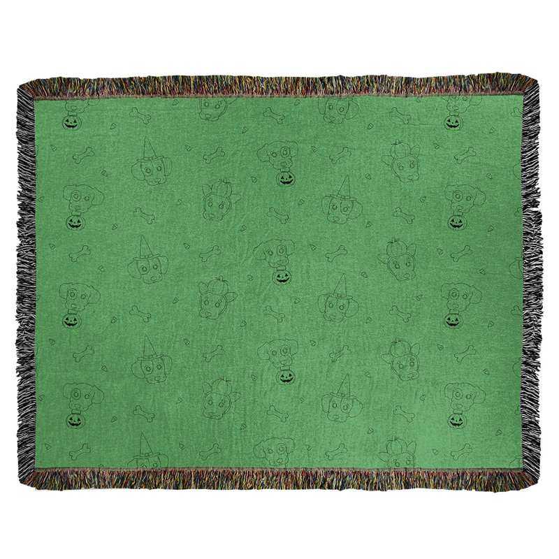 Hand Woven Throw Blanket, 52" W x 37" L, Green