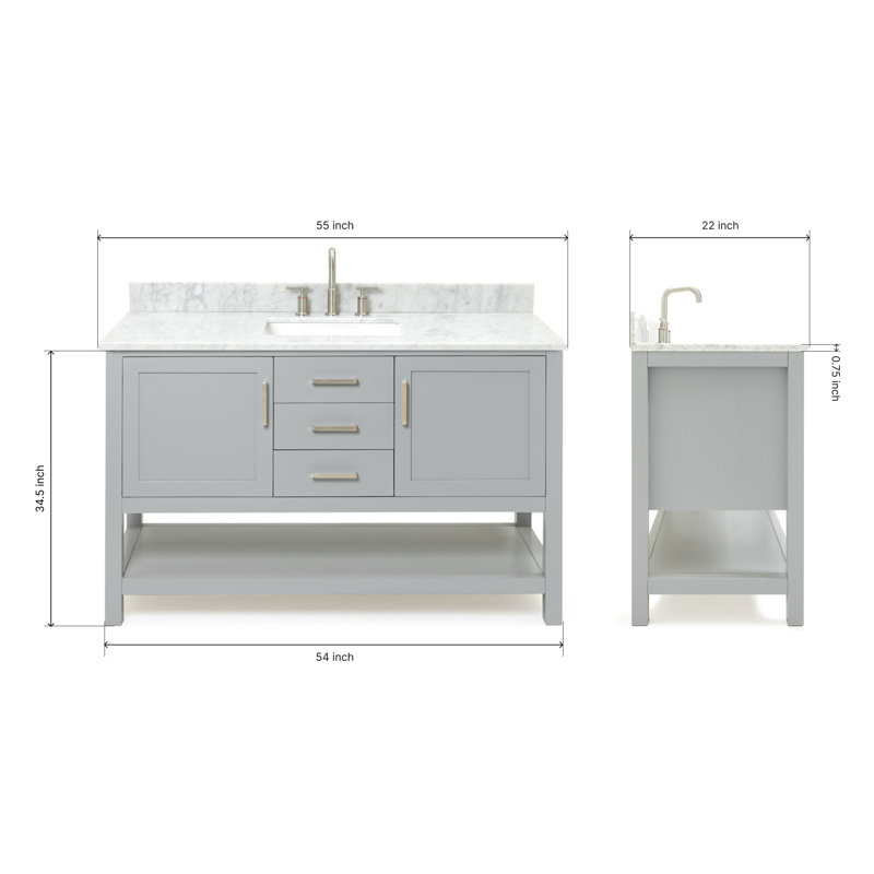 Bayhill 55'' W Single Vanity, Gray
