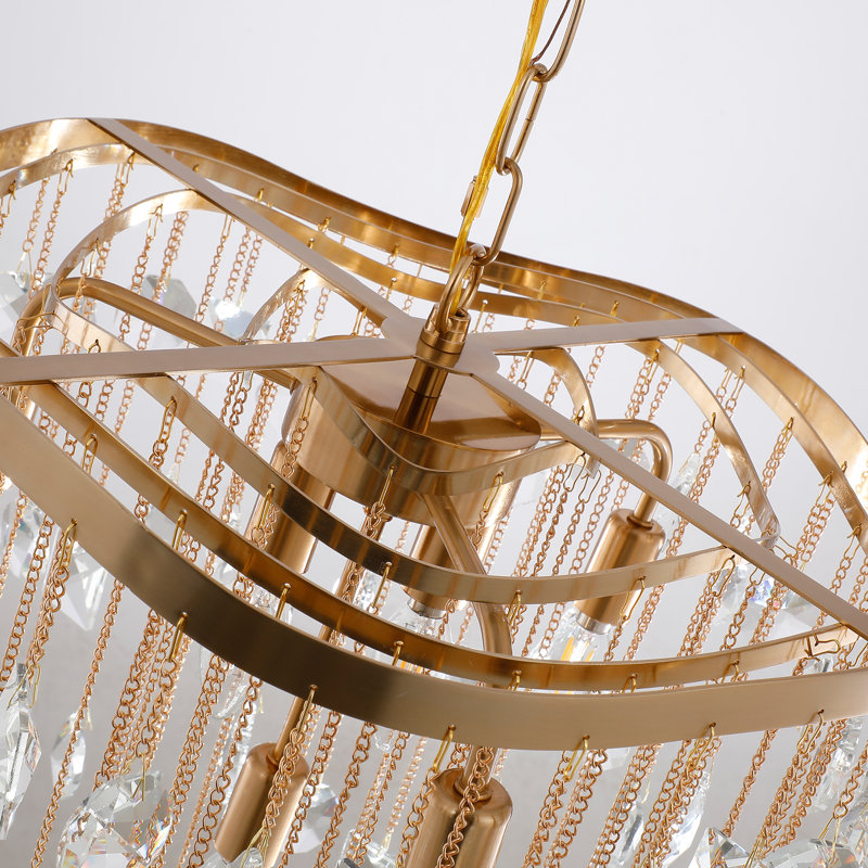 Lustre en cristal Cascade 6 lumières, Doré