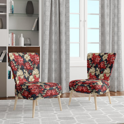 Fauteuil d'appoint Mystic Red Damask Whispers - rembourré bohème et éclectique