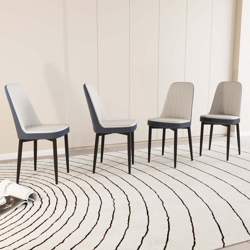 Chaise en polyuréthane, 4, Blanc / Bleu