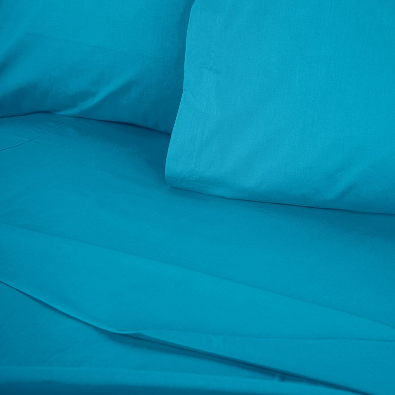 Premium Turquoise Single Fitted Sheet, 35.4 x 78.7 inches | 100% Cotton Ranforce, 155 Thread Count | Machine Washable at 86°F | Soft, Durable, and Comfortable Bedding for a Restful Sleep Experience
