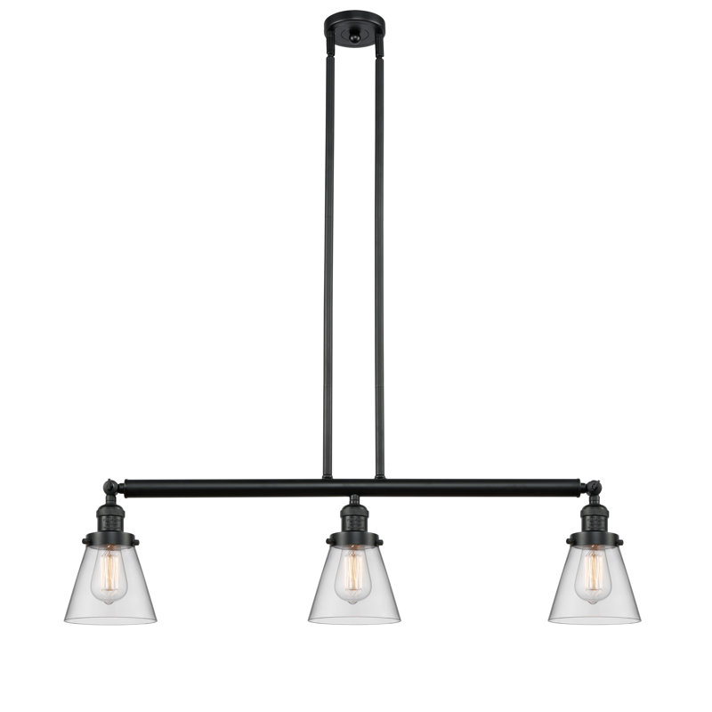 Montano 3 - Light Kitchen Island Pendant, No Bulb Included, Clear, Matte Black