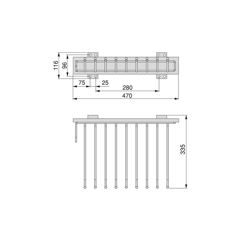 Pizarro 47cm 4 Towel Bar