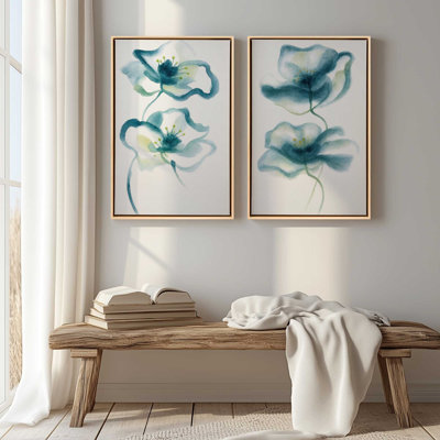 Teal Whisper Blooms, Set of 2 Prints