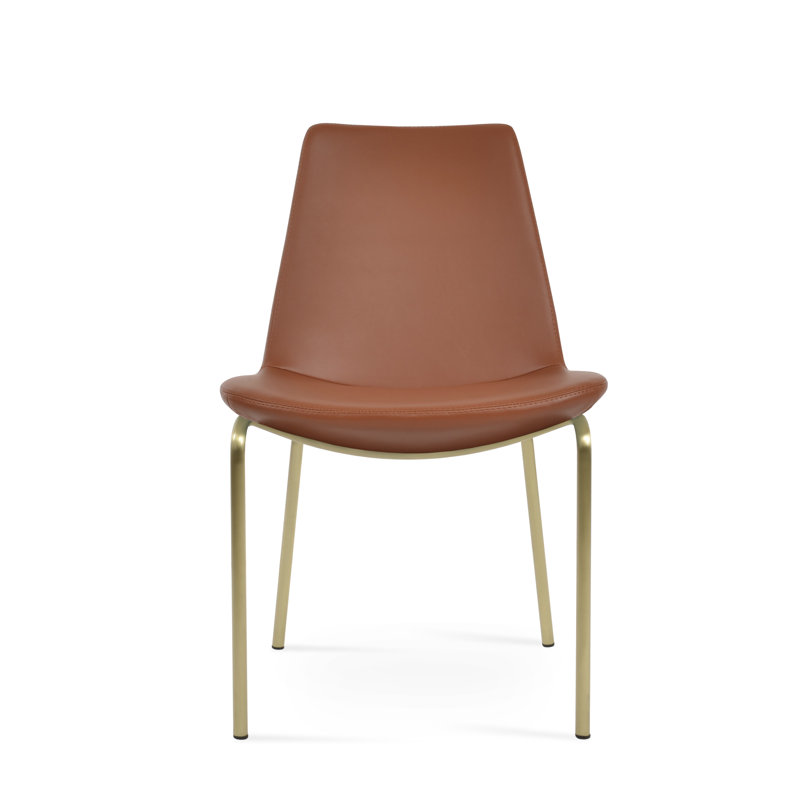 Chaise de salle à manger Eiffel Harris, Laiton, Similicuir cannelle