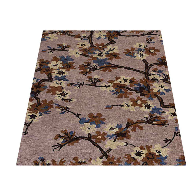 Candless Hand Tufted Wool Eco-Friendly Area Rugs - Rectangle, Beige Color, Floral Modern Design, High Pile Thick Handmade Anti Skid Area Rugs for Living Room, Bed Room