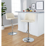 Swivel Upholstered Adjustable Height Counter Stool with Metal Frame