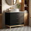 Meuble-lavabo noir avec 3 tiroirs et comptoir intégré