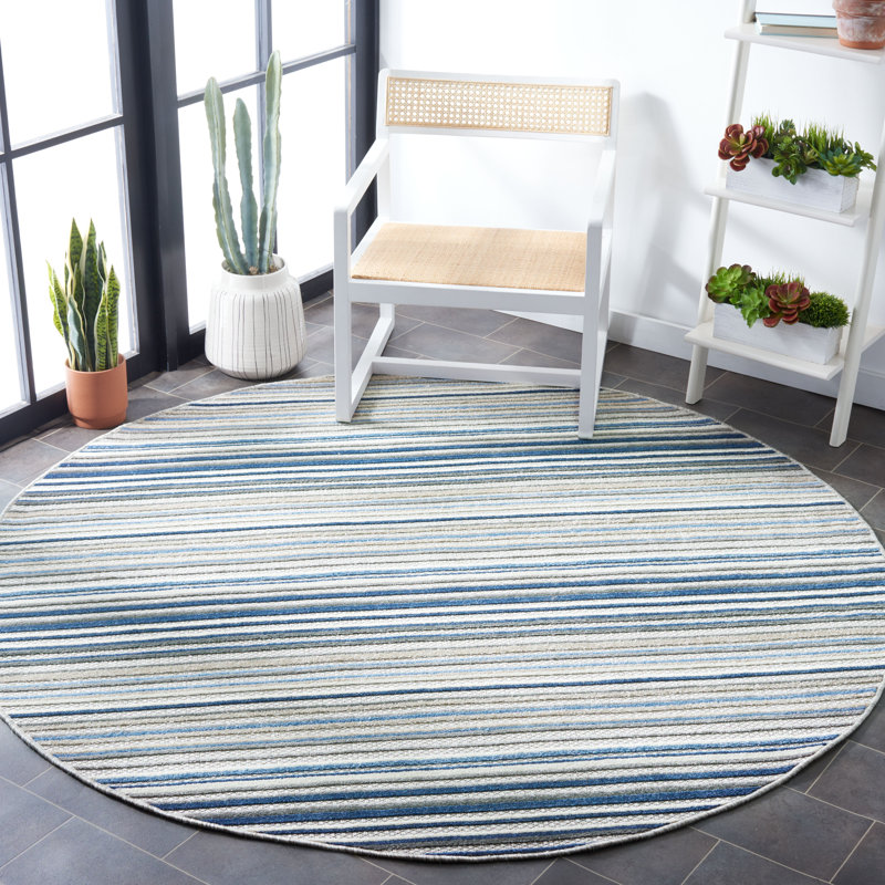 Tapis à rayures Cabana Performance, Rond 5 pi 3 po